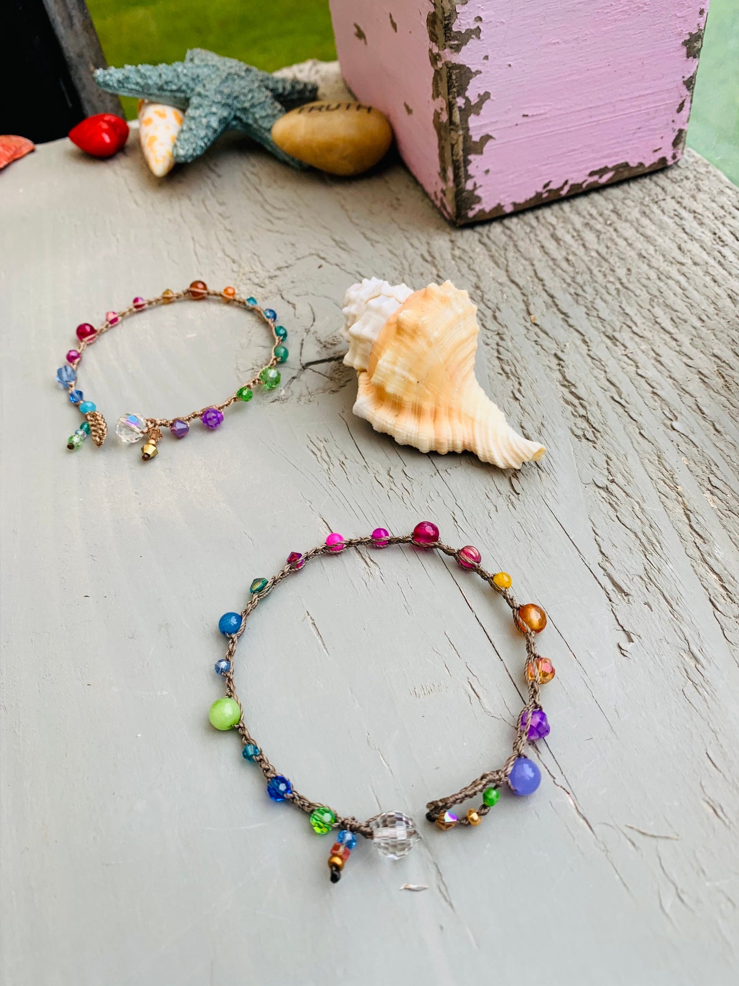 Soleil crocheted gemstone bracelet, earthy, natural, comfortable