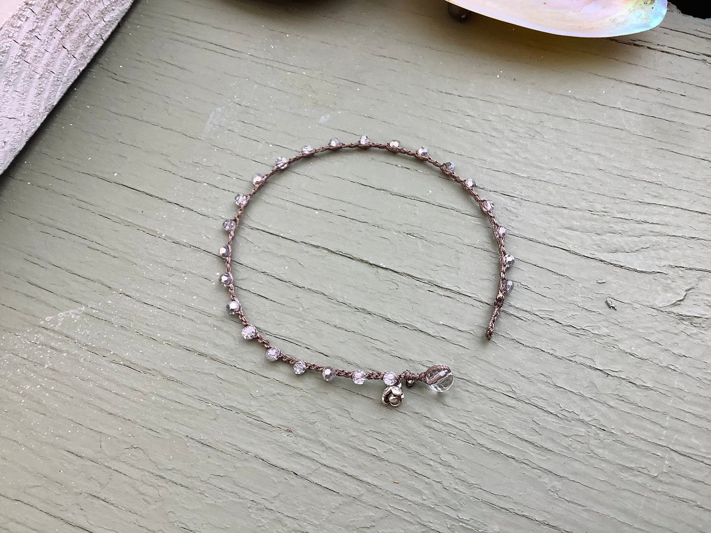 Silver lining crocheted anklet