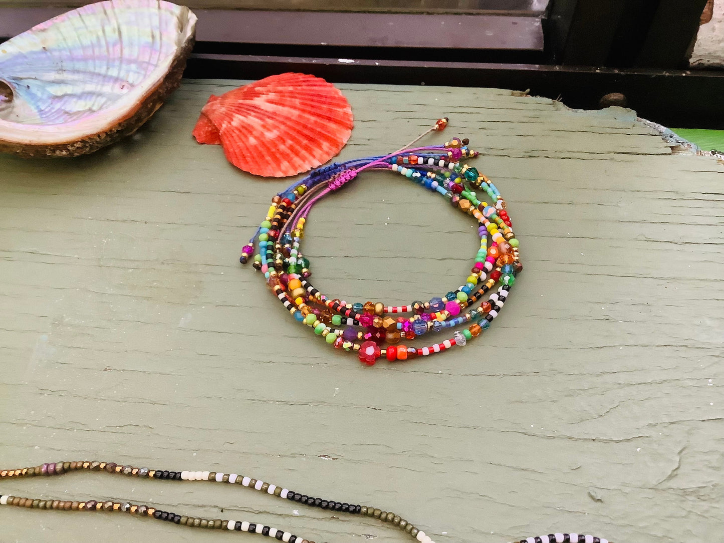 Colorful Beaded Bracelet: Adjustable Delica Glass Beads