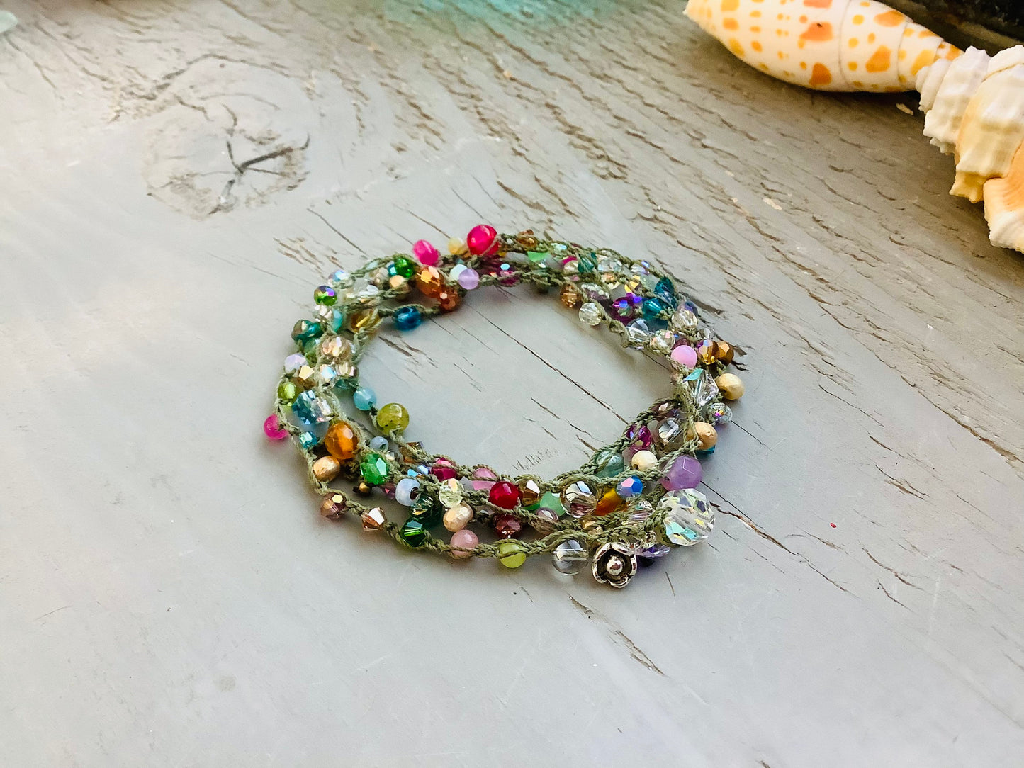 Gemstone Crystal crocheted wrap