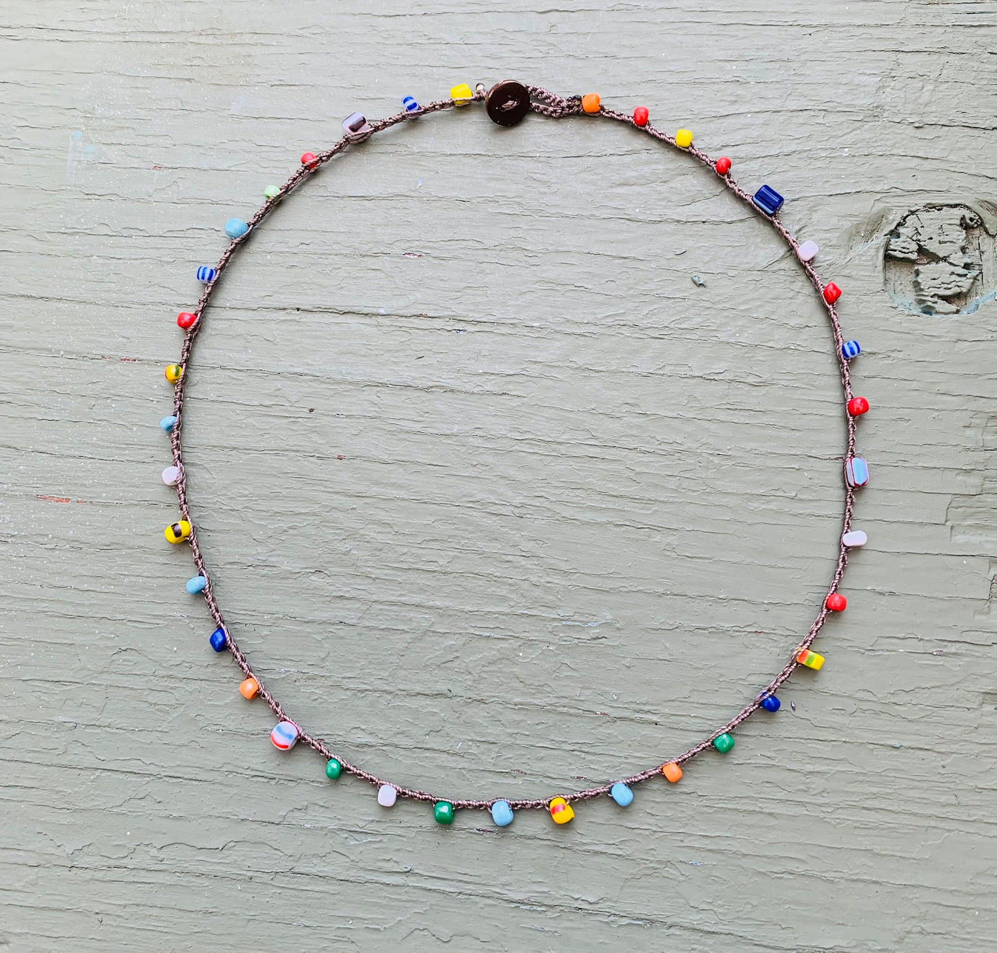 Ghana african bead unique crocheted necklace