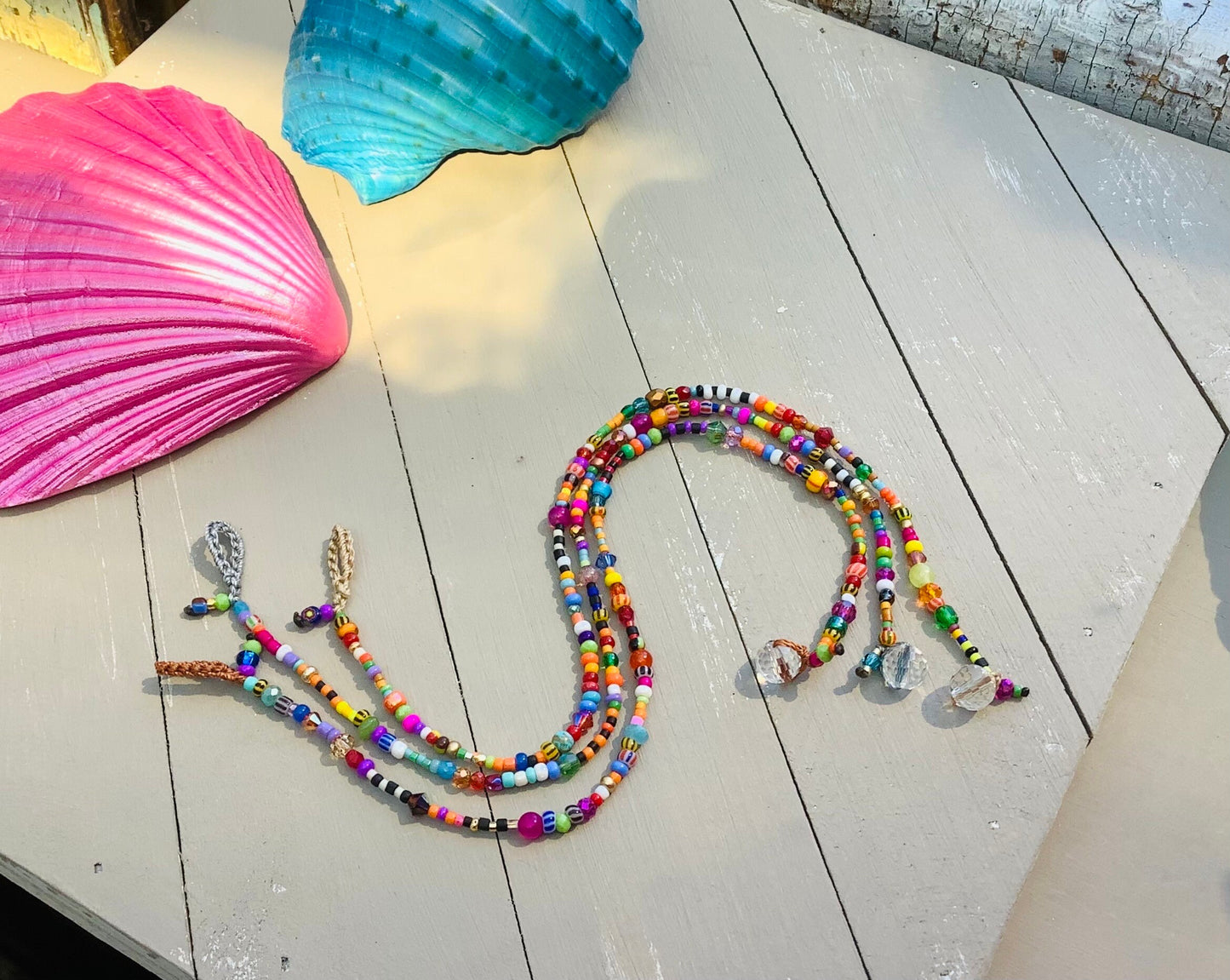 Rio petite tiny beads colourful glass anklets, minimalist, metal free