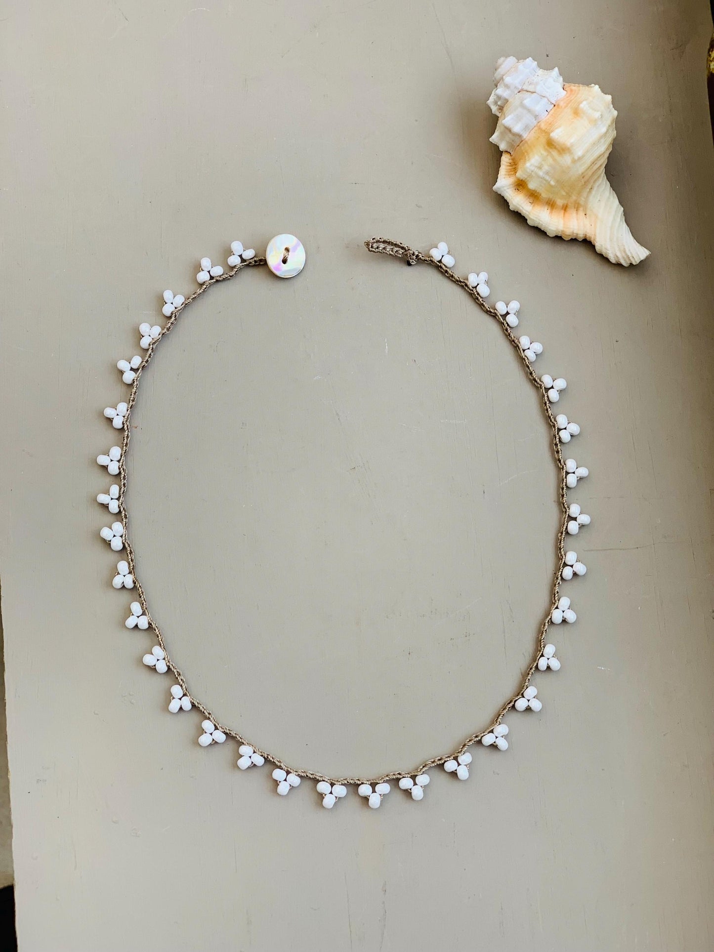 White Summer lace crocheted necklaces, boho, pretty summer necklace