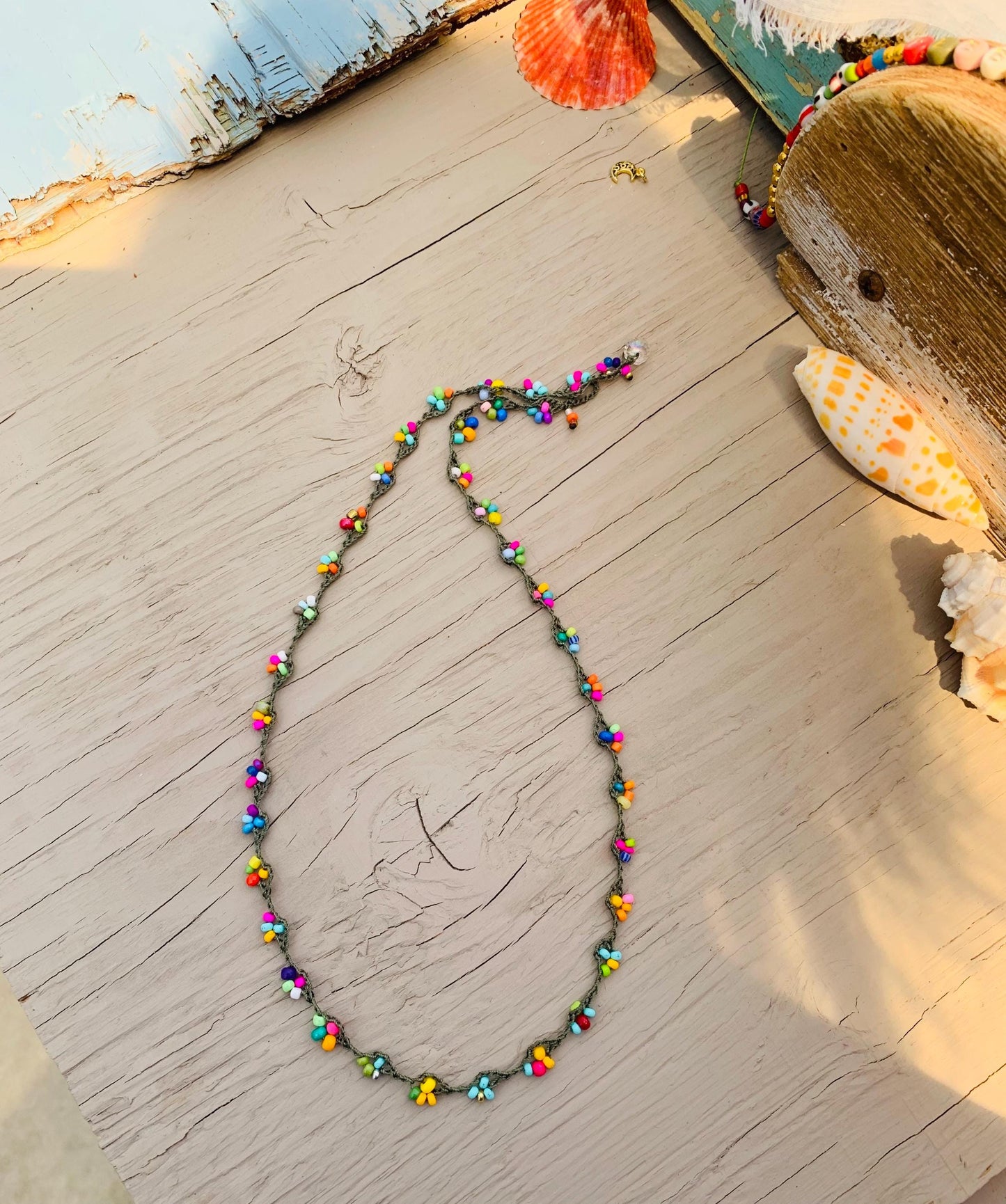 Turkish lace pretty colourful summer necklace