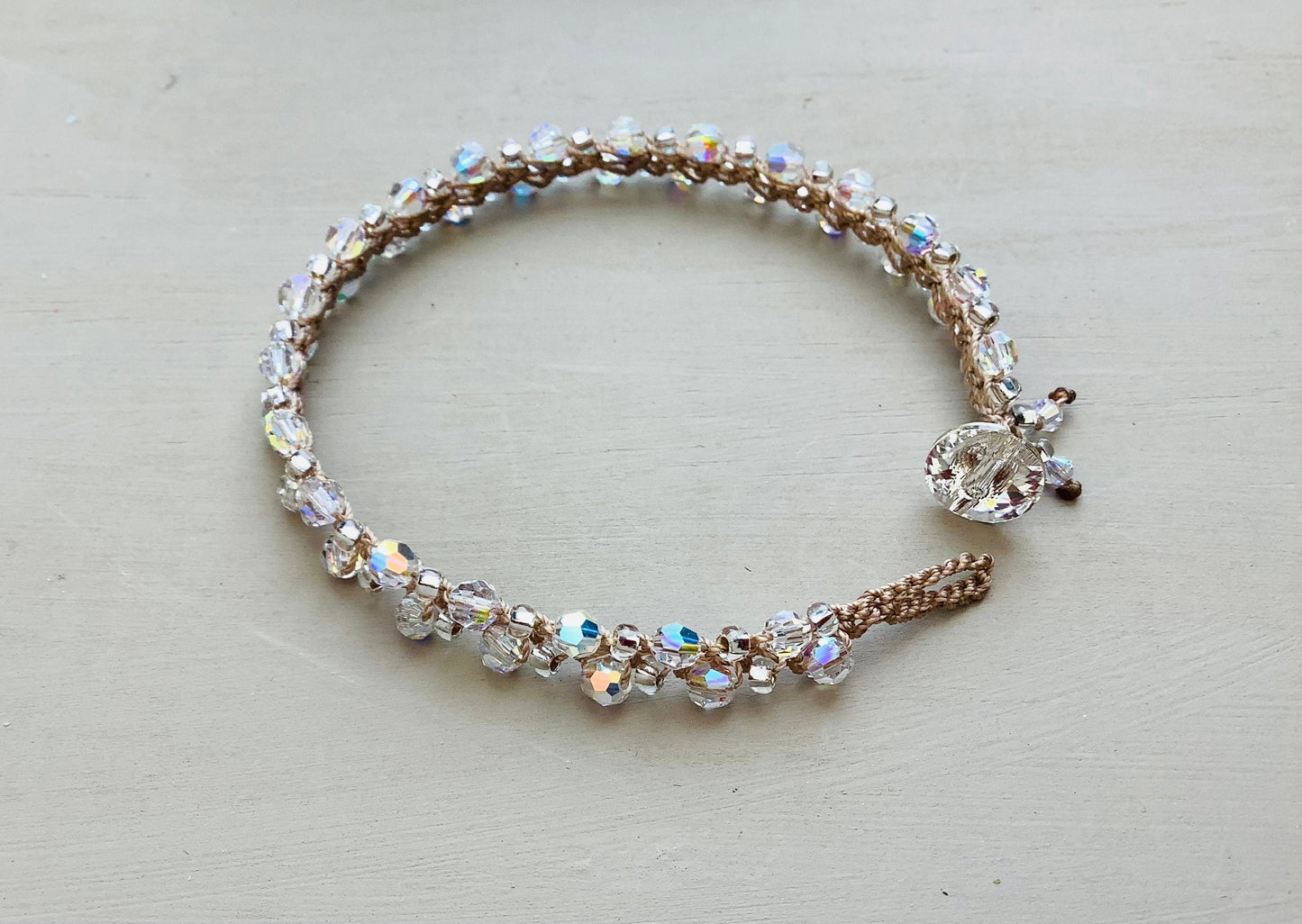 Crystal sparkly crocheted tennis bracelet