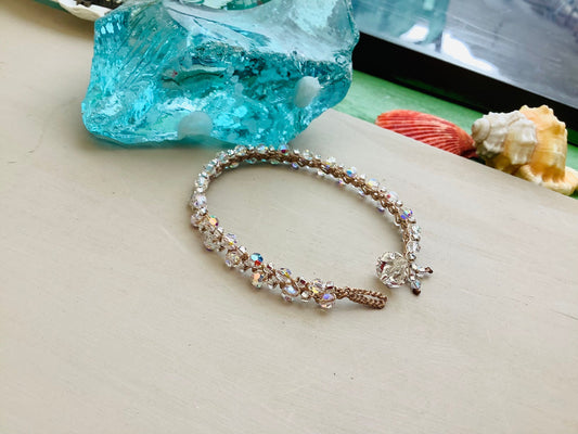 Crystal sparkly crocheted tennis bracelet