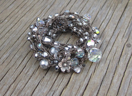 Reflections 5x crocheted wrap, boho,natural, casual, day or evening wear