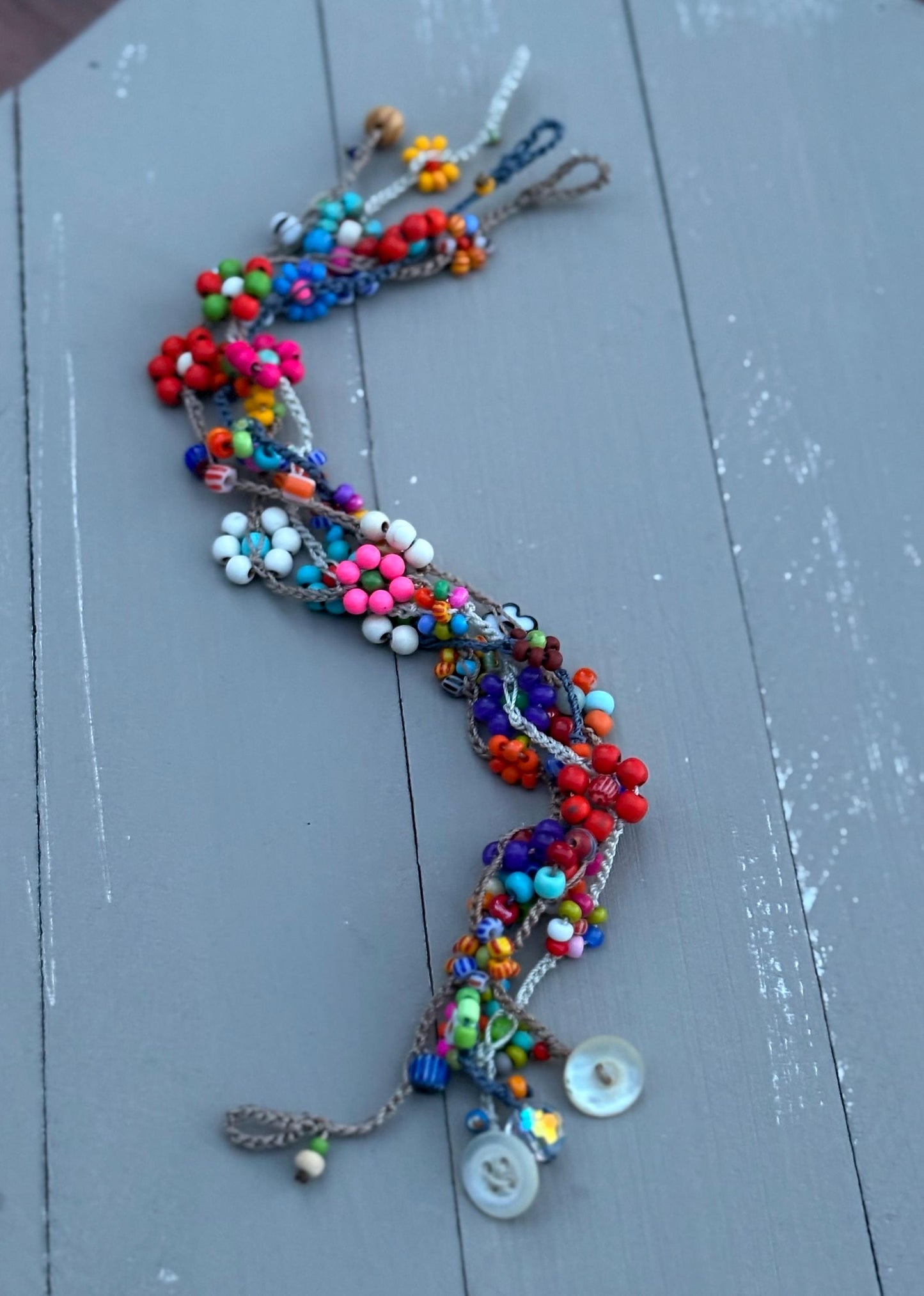 Wildflowers crocheted anklets , boho natural jewelry,  fun