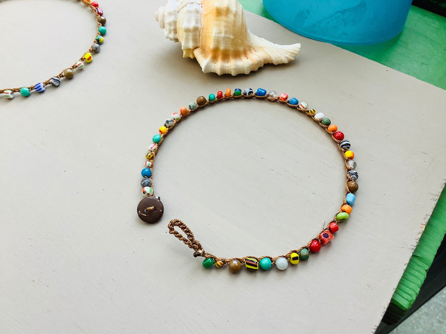 Venetian bead anklets
