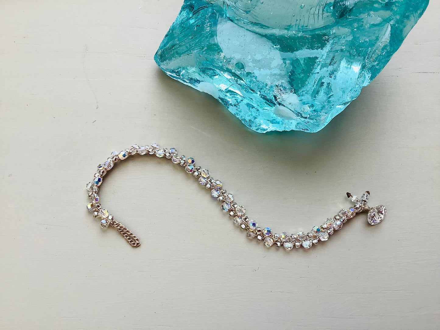 Crystal sparkly crocheted tennis bracelet