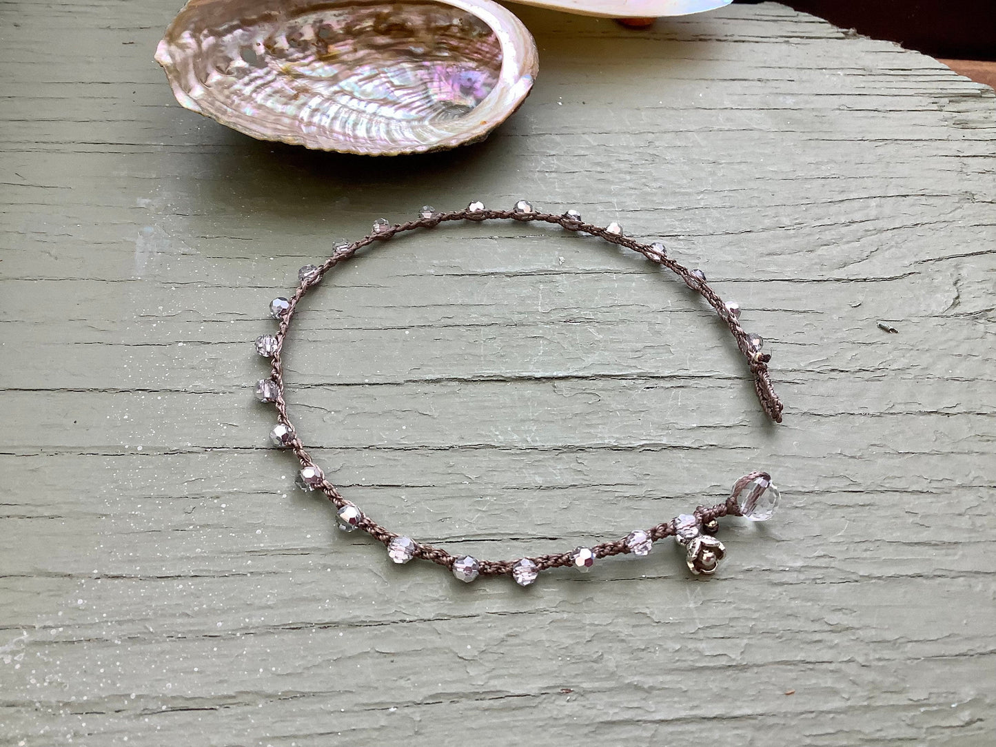 Silver lining crocheted anklet