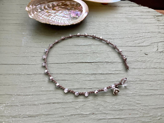 Silver lining crocheted anklet