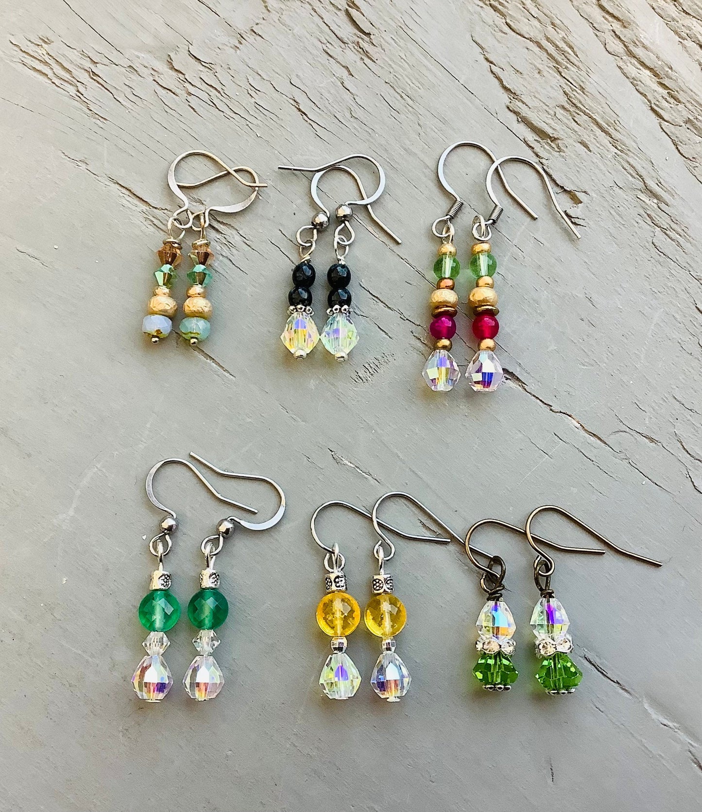 Unique one of a kind agate and citrine earrings