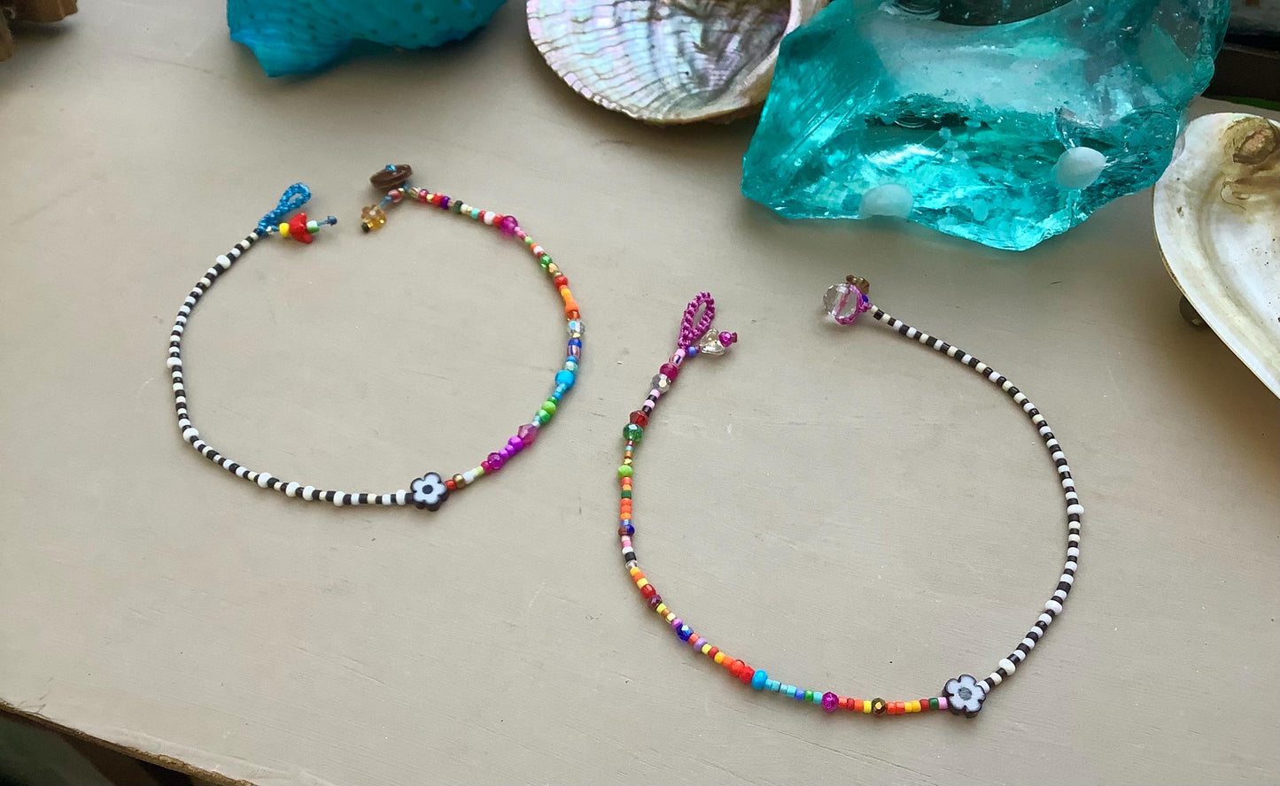 Delica Bead Anklet, Boho, Crystal & Gemstone anklet