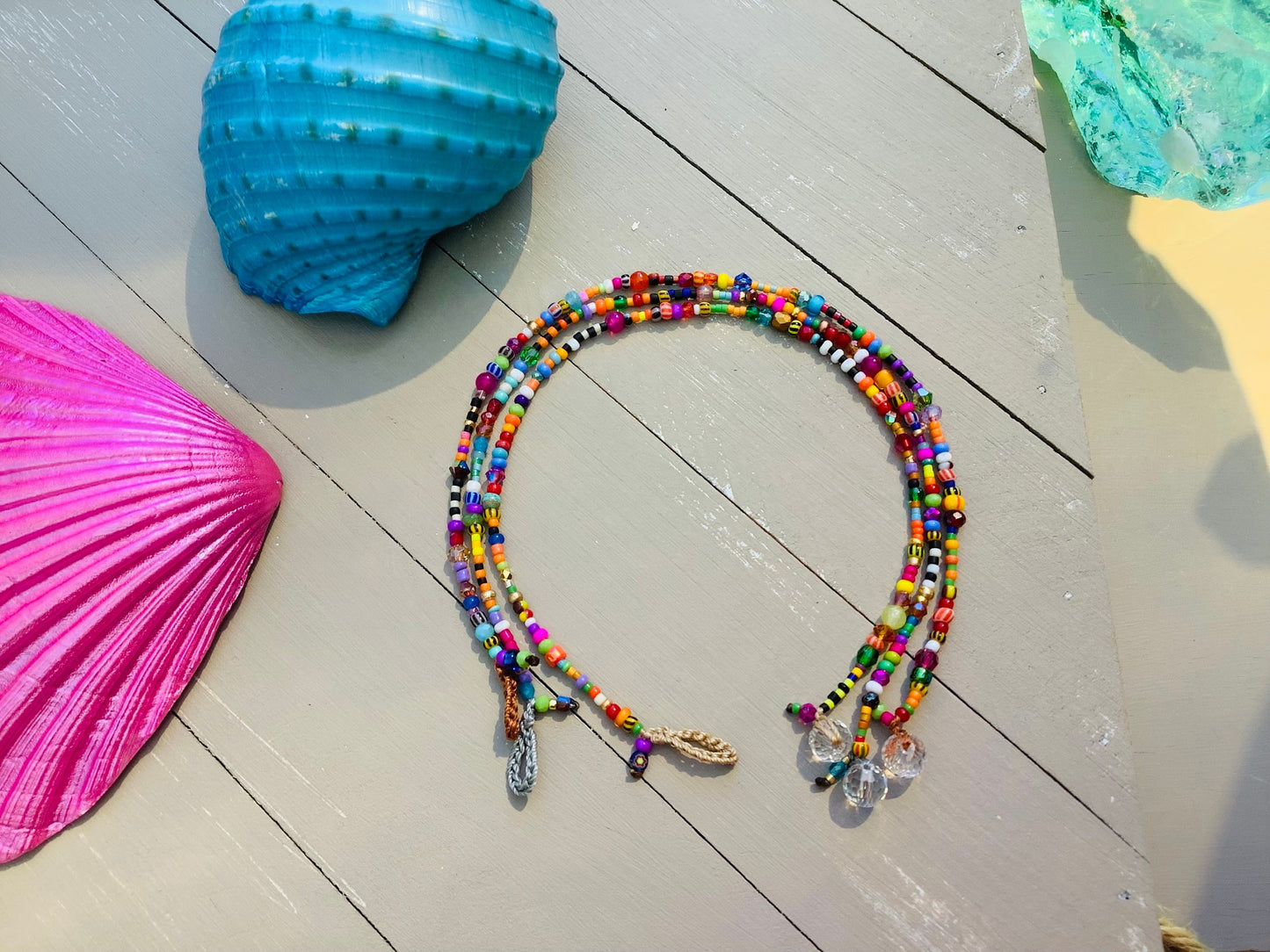 Rio petite tiny beads colourful glass anklets, minimalist, metal free