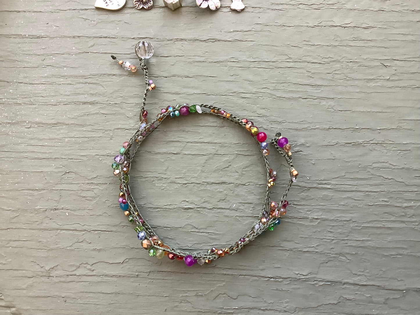 Blossoms crocheted 3X bracelet pretty bracelet, organic natural jewelry