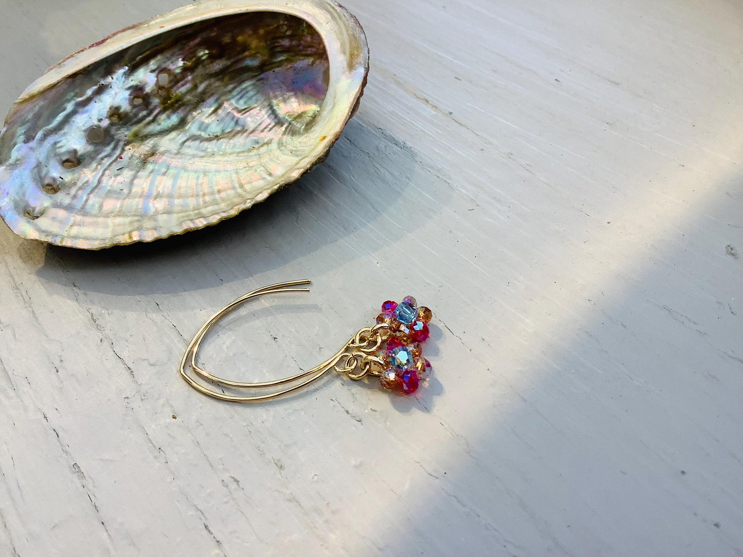 Swarovski Daisy Earrings: Sparkly Gold French Wire Earrings