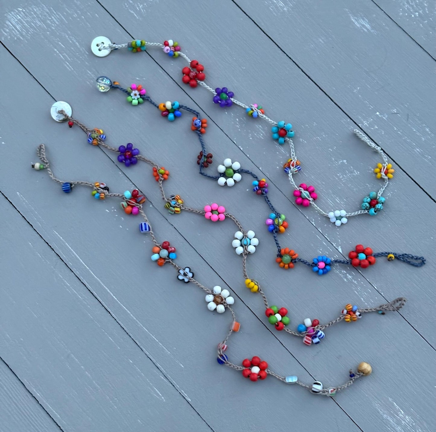 Wildflowers crocheted anklets , boho natural jewelry,  fun