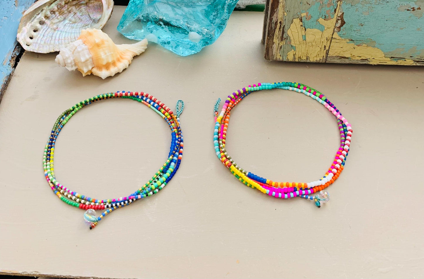 Colorful minimalist seed bead, necklace or bracelet