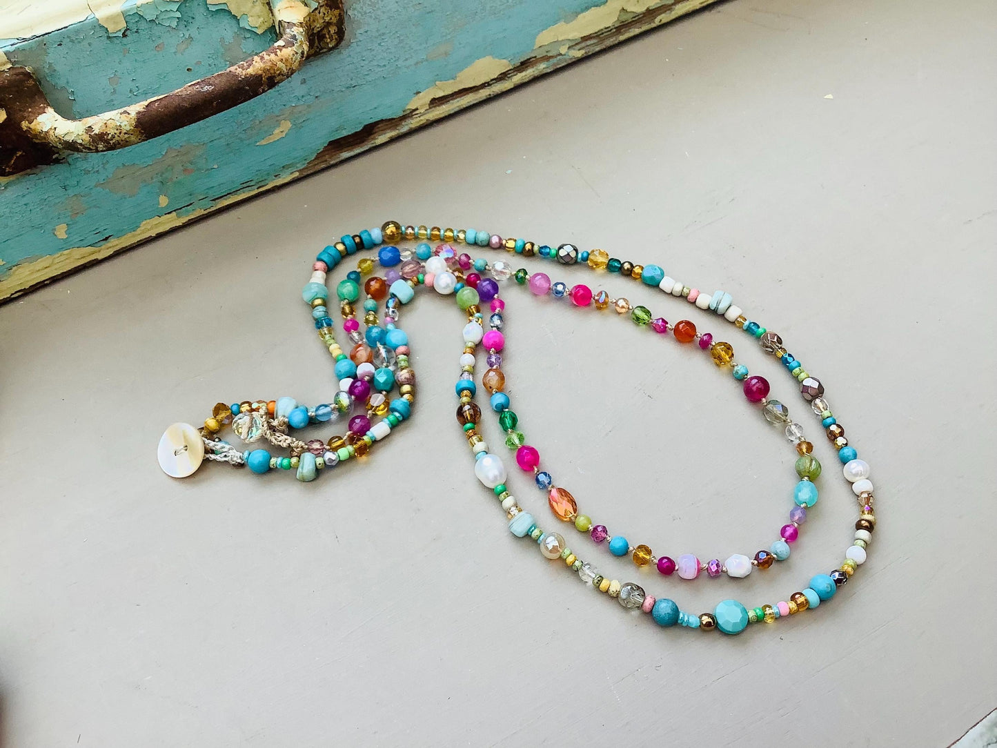 Crystal and gemstone  earthy necklace