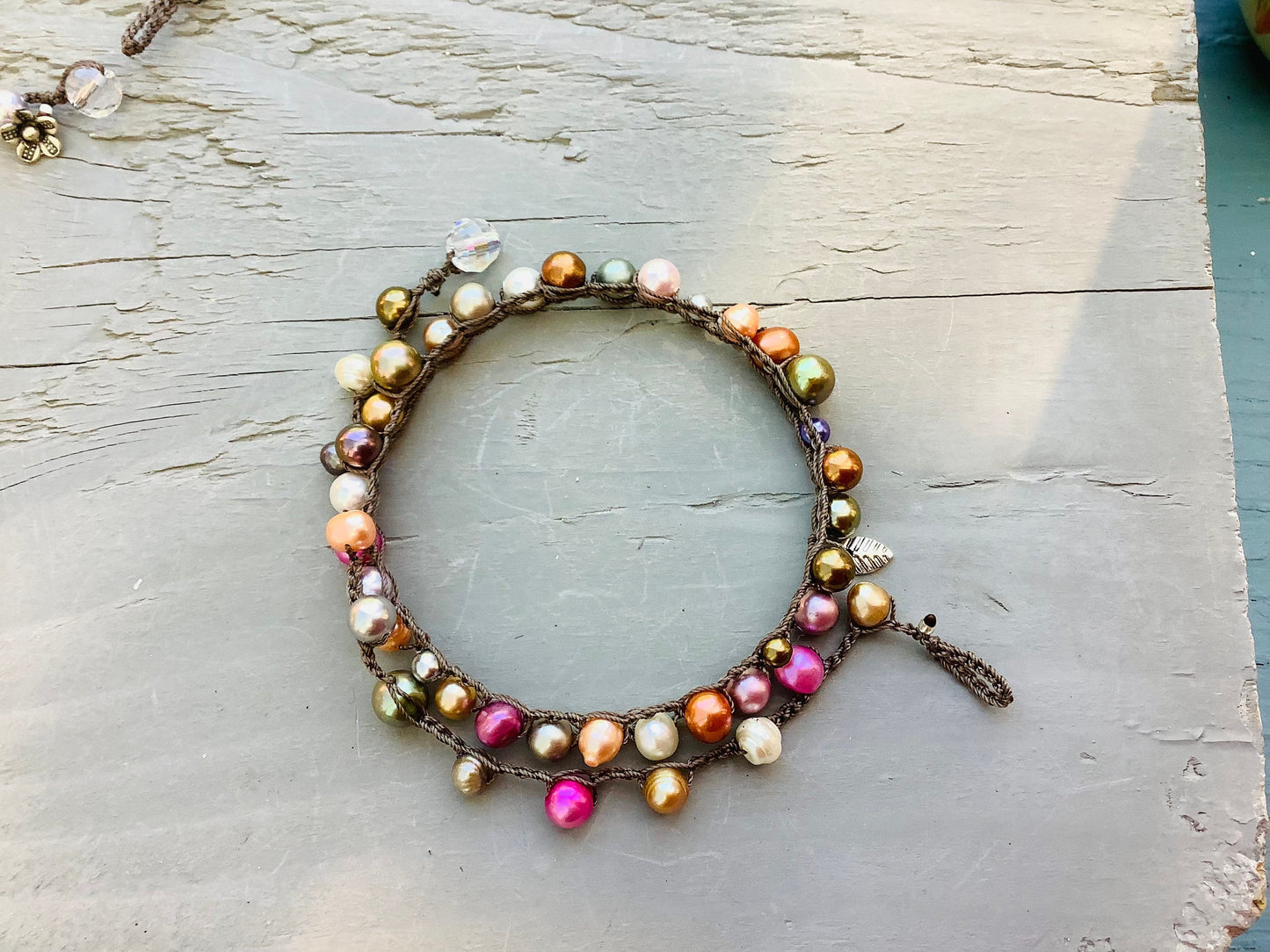 Colorful 3X pastel pearls crocheted wrap