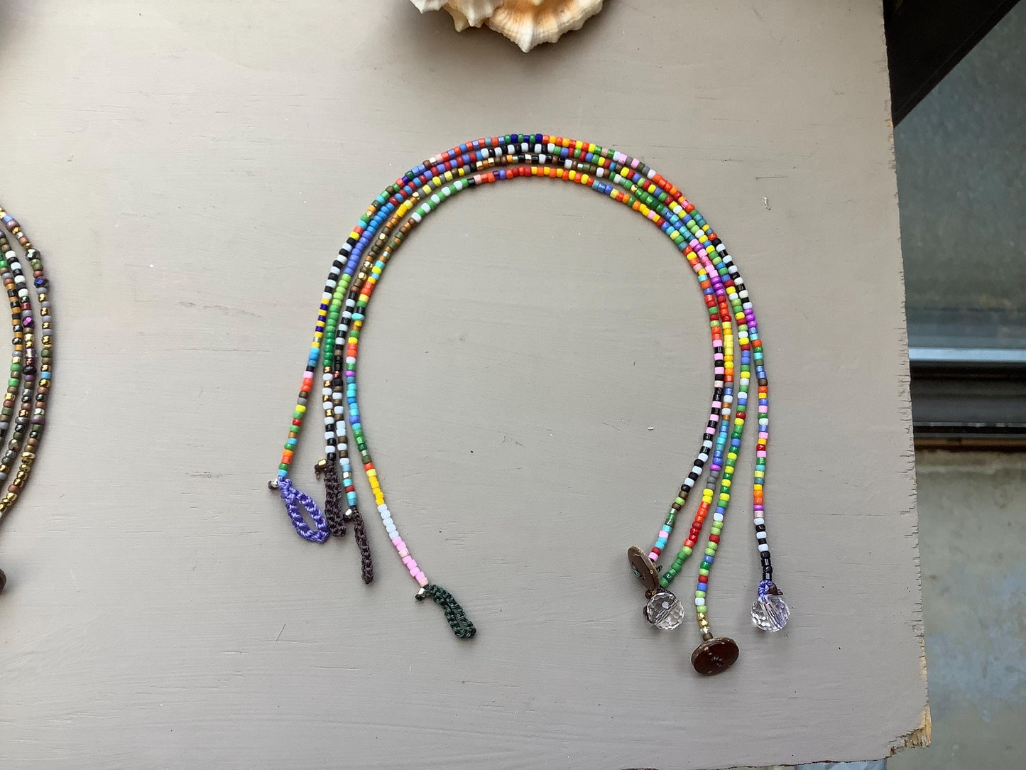 Toho petite beaded anklets with coconut button