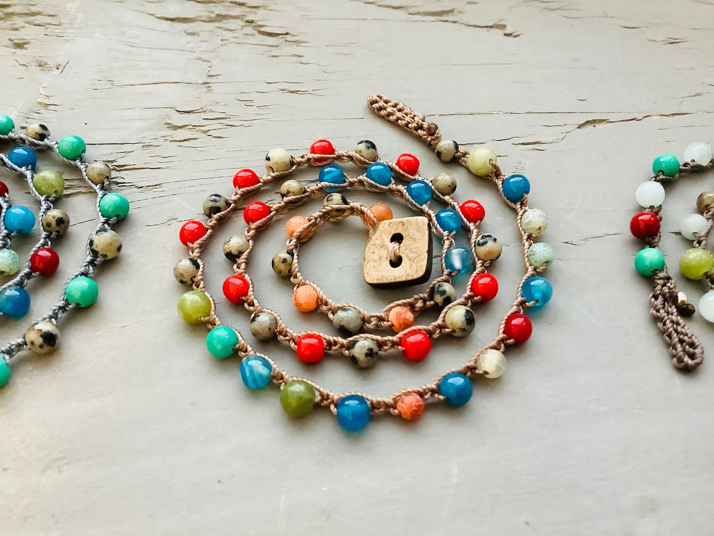 Jasper gemstone double wrap bracelet