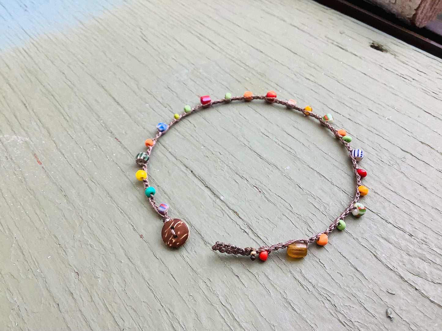 Ghana African bead crocheted anklet