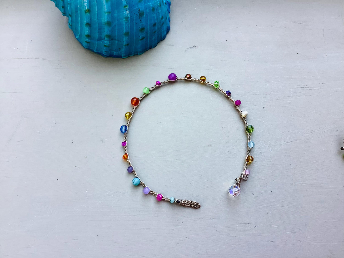 Hand Crocheted Gemstone Anklet: Earthy Crystal Jewelry
