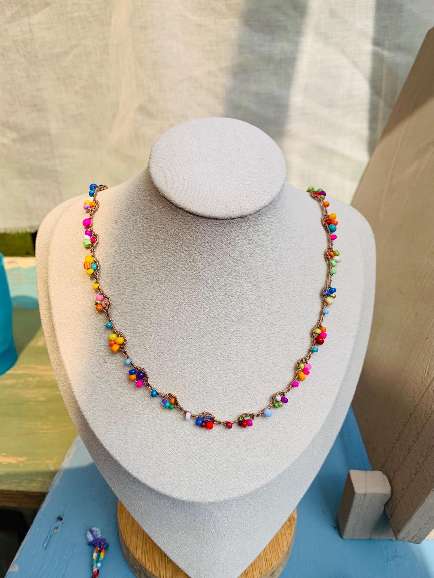 Turkish lace pretty colourful summer necklace