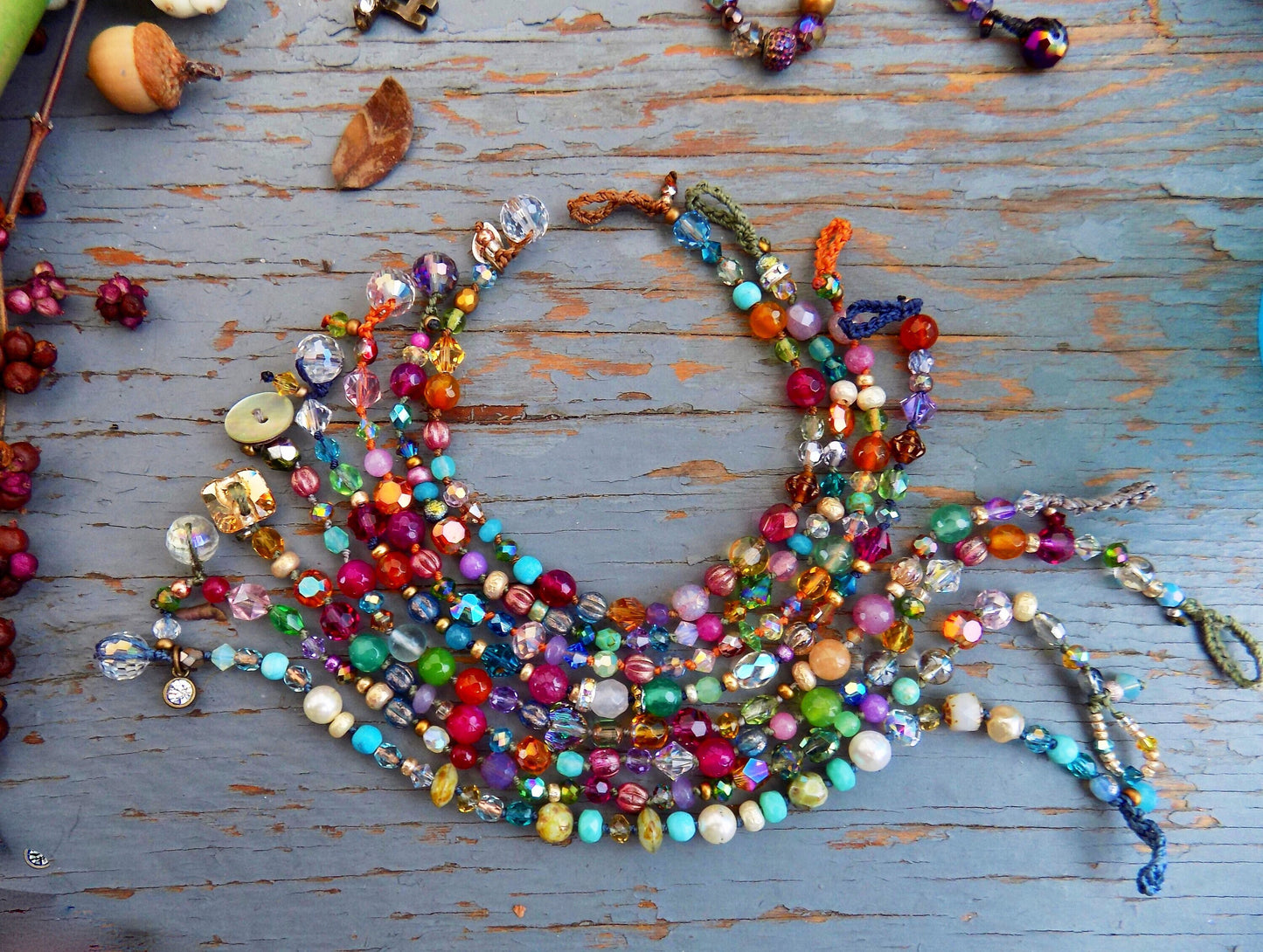 Gemstone Crystal knotted bracelets