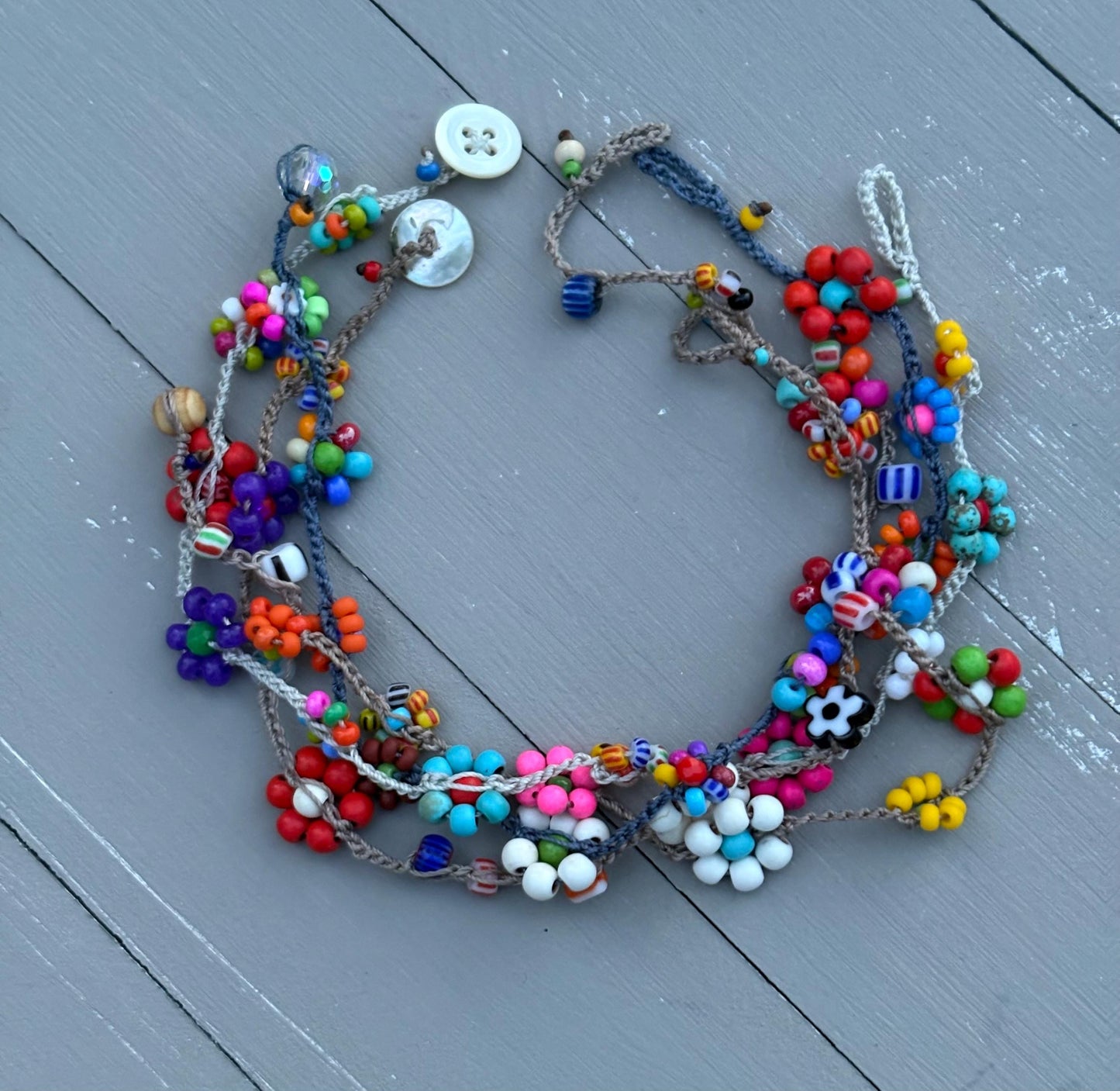 Wildflowers crocheted anklets , boho natural jewelry,  fun