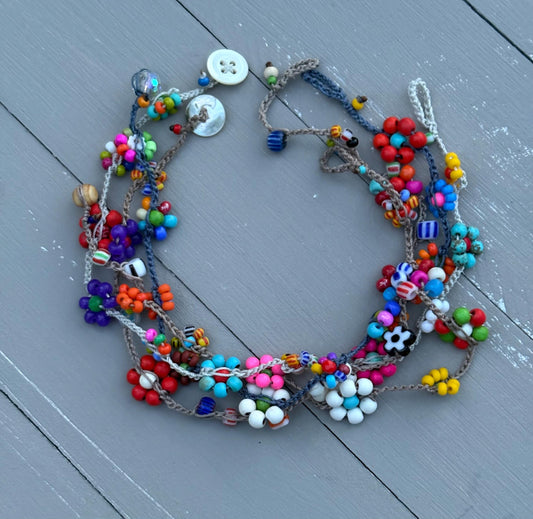 Wildflowers crocheted anklets , boho natural jewelry,  fun