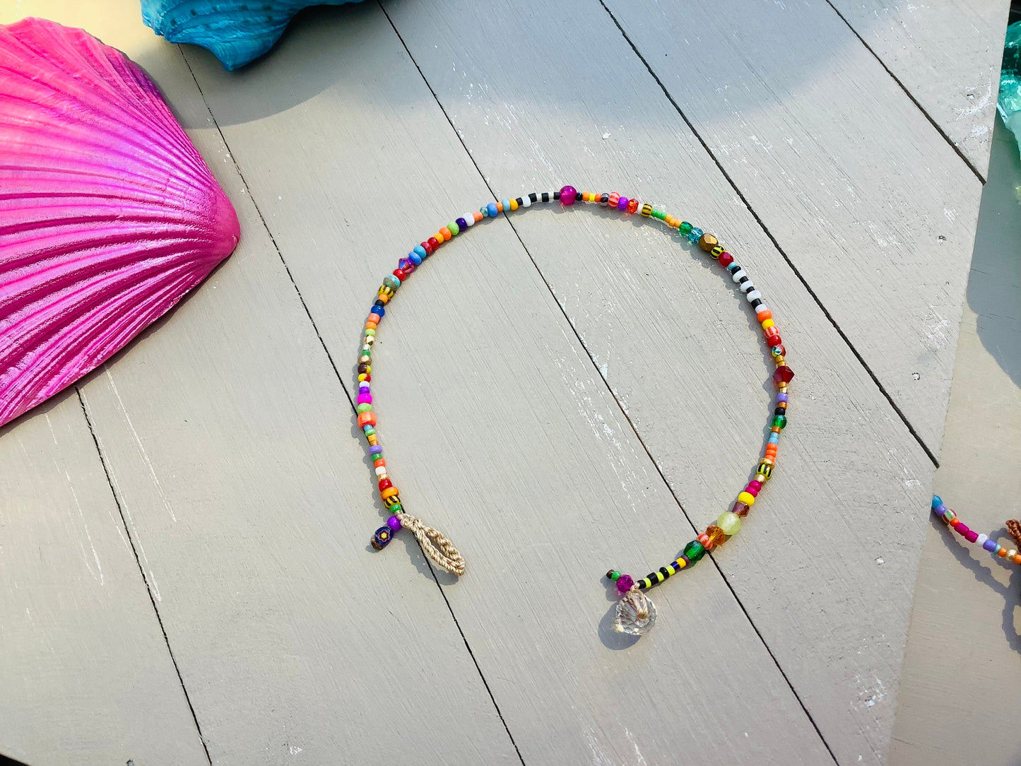 Rio petite tiny beads colourful glass anklets, minimalist, metal free