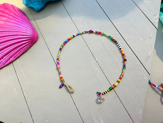 Rio petite tiny beads colourful glass anklets, minimalist, metal free