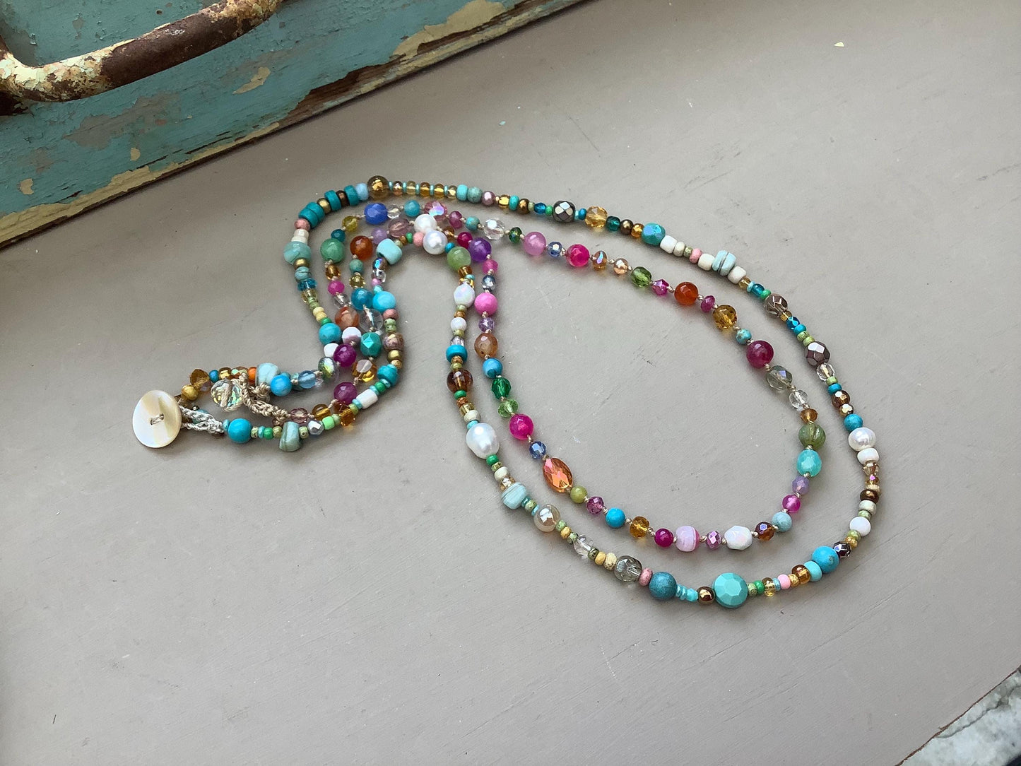 Crystal and gemstone  earthy necklace