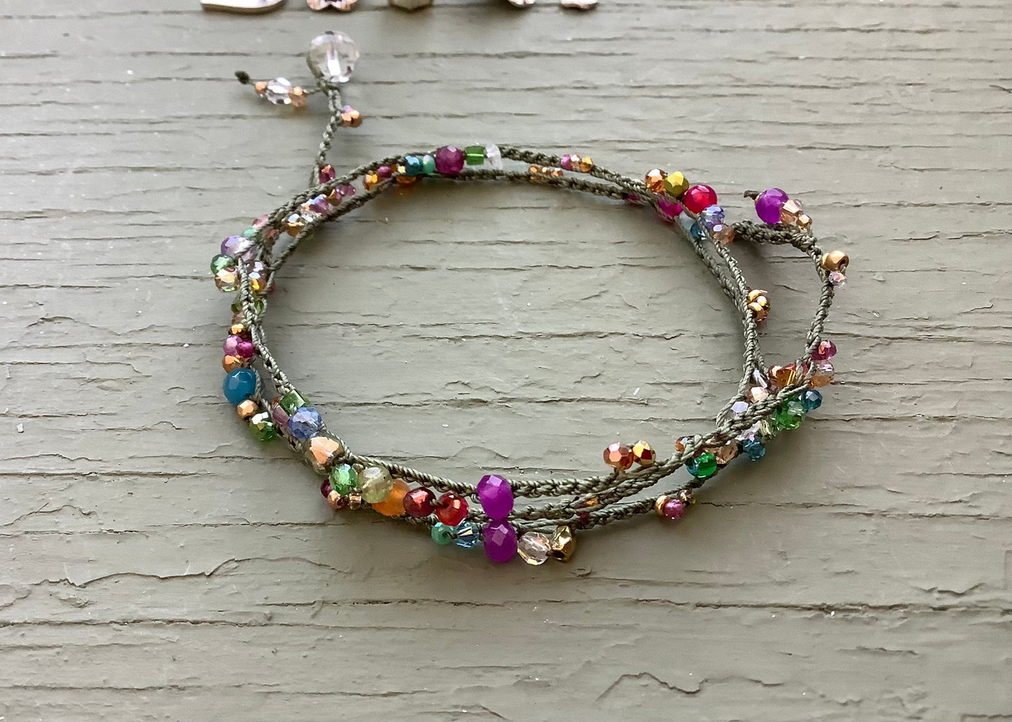 Blossoms crocheted 3X bracelet pretty bracelet, organic natural jewelry