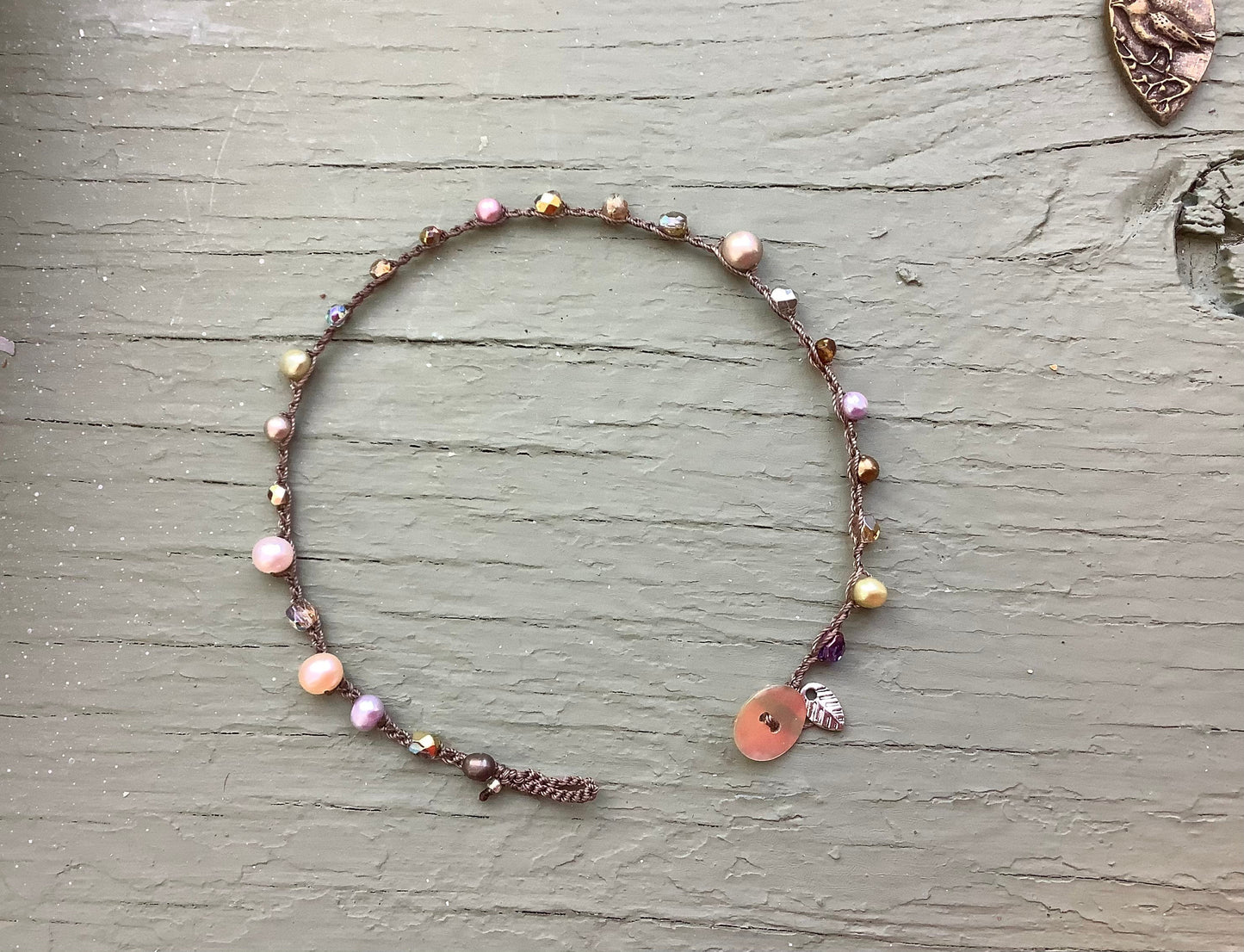 Pearl nugget crocheted anklet