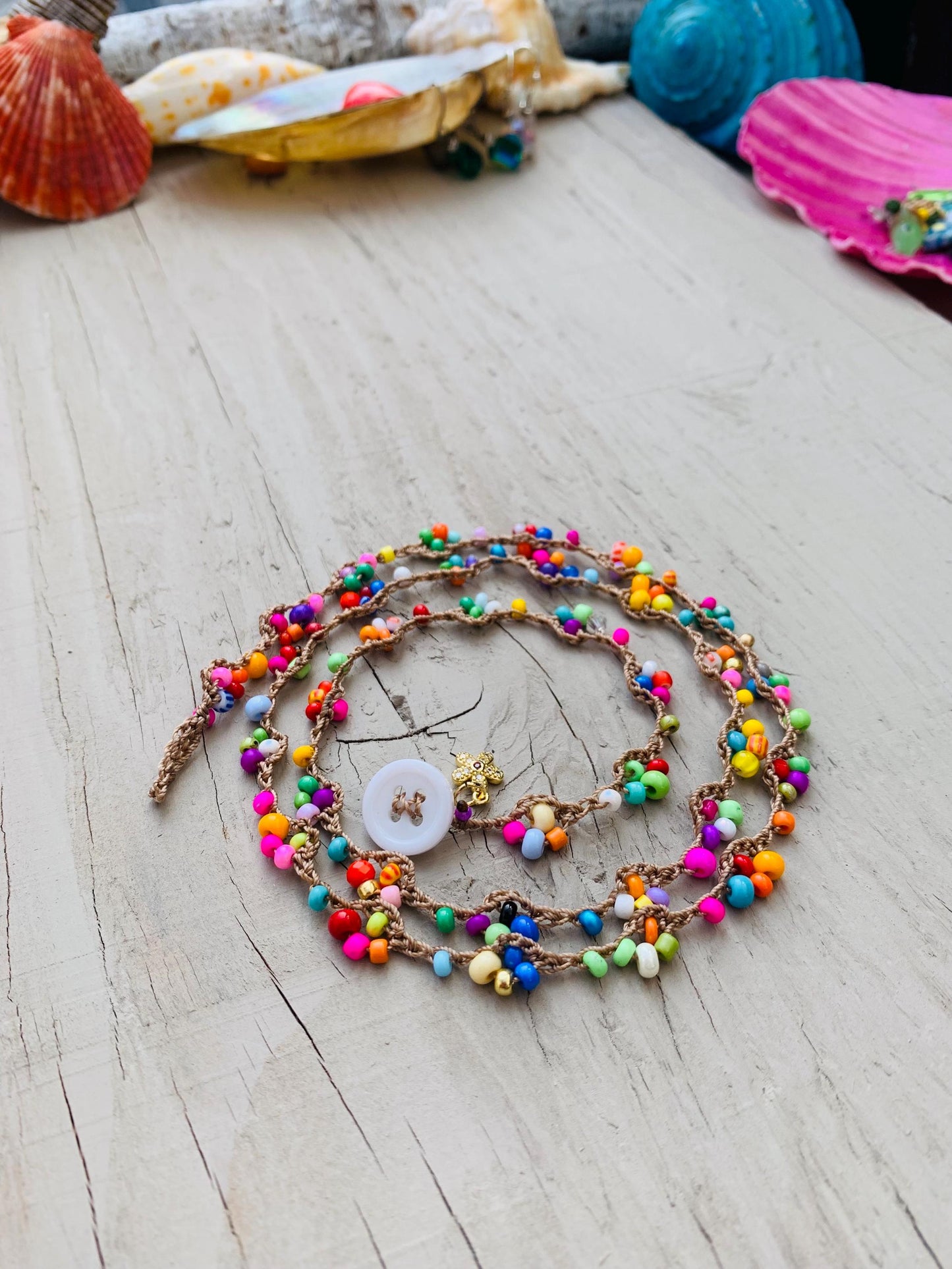 Turkish lace pretty colourful summer necklace