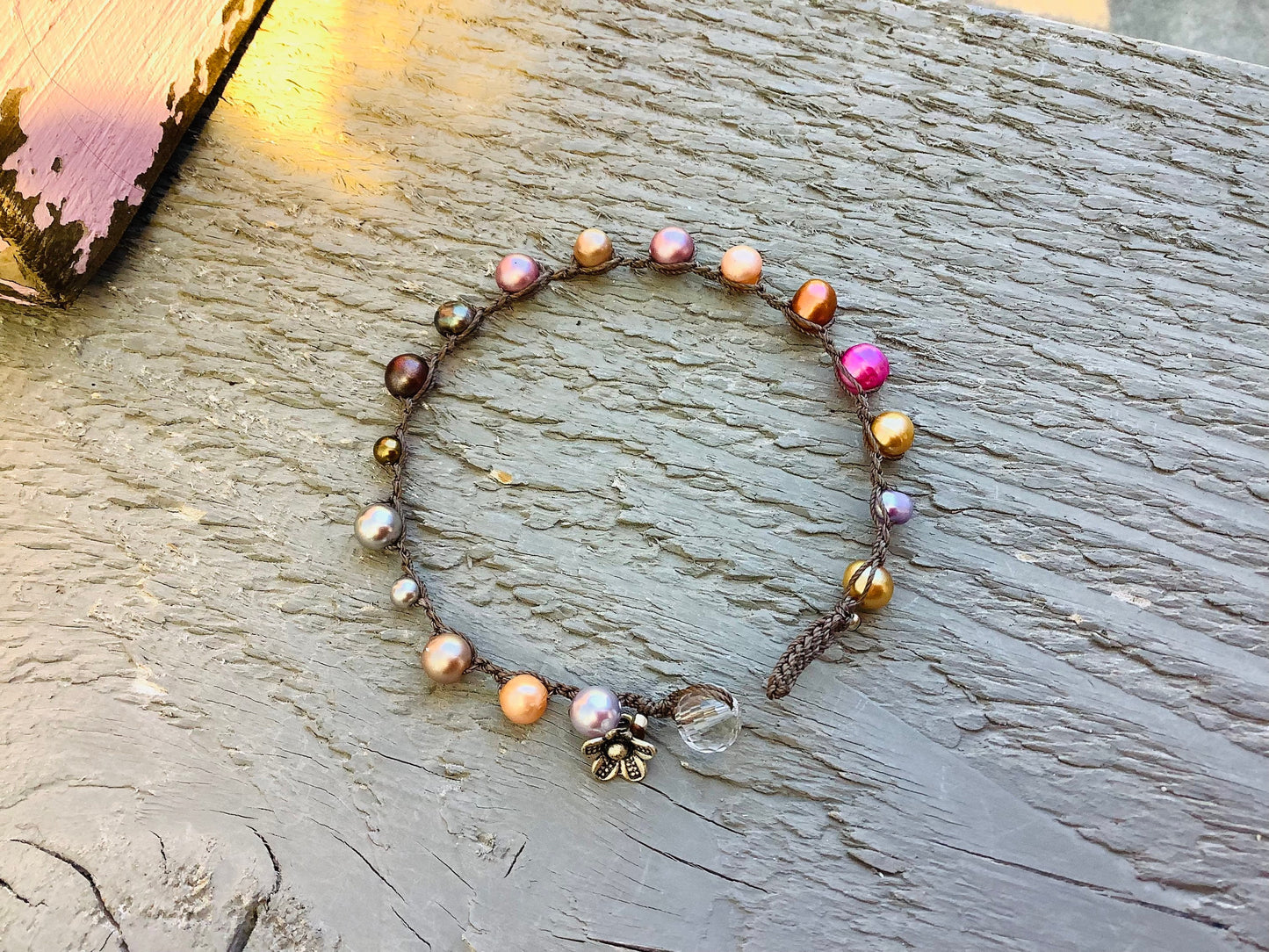 Crocheted  Pearl bracelet