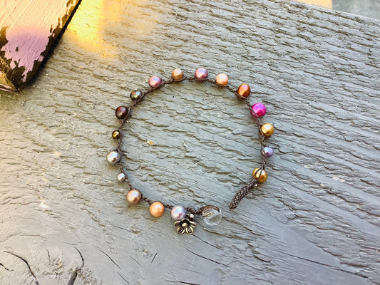 Crocheted  Pearl bracelet