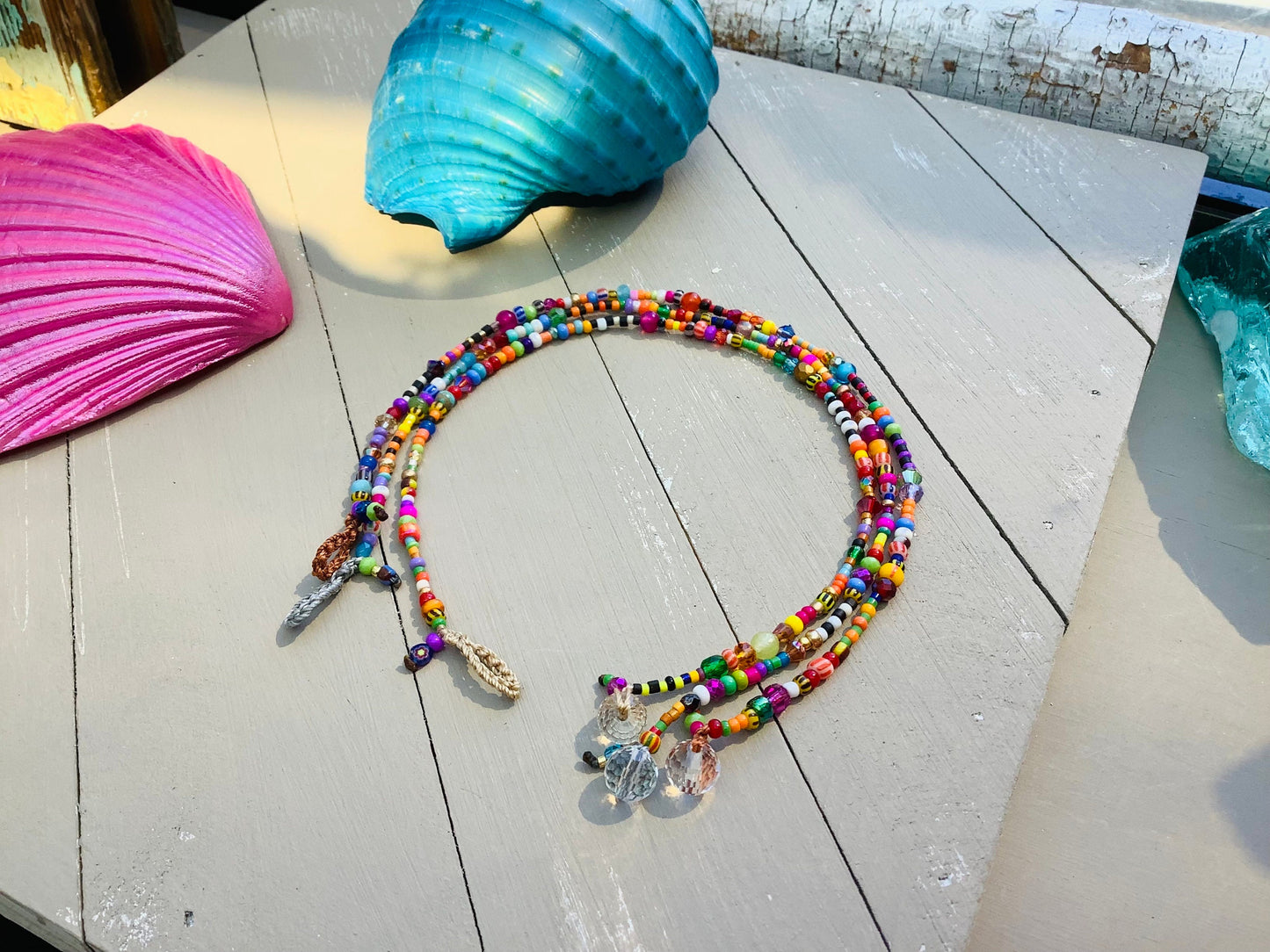Rio petite tiny beads colourful glass anklets, minimalist, metal free