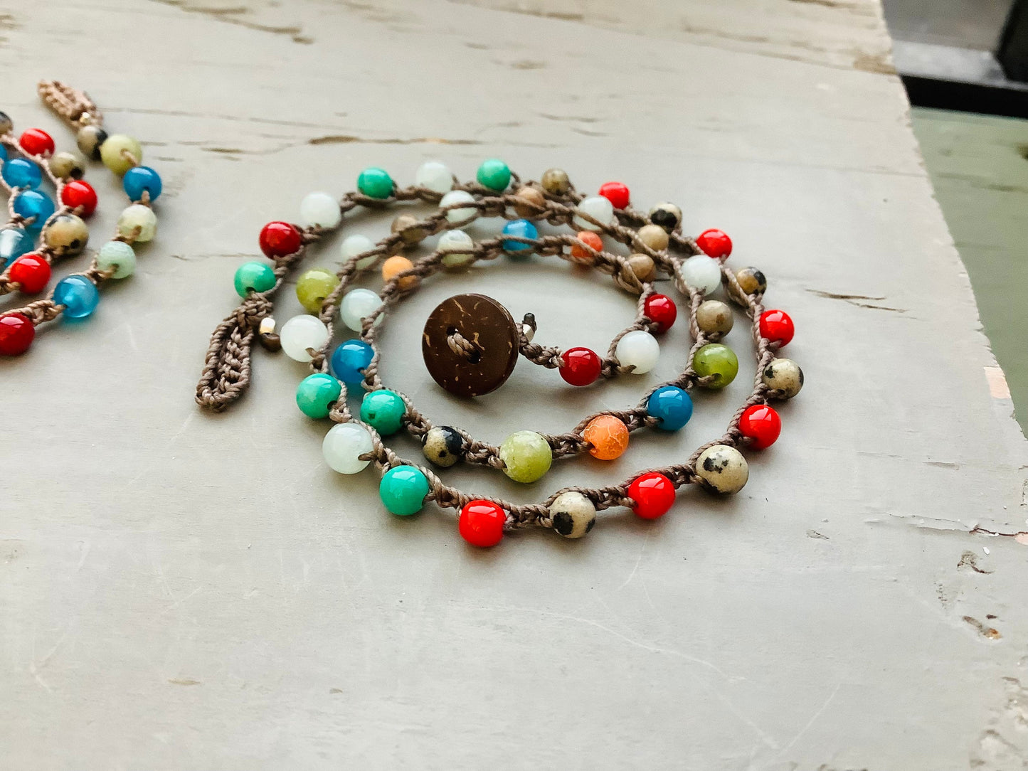 Jasper gemstone double wrap bracelet