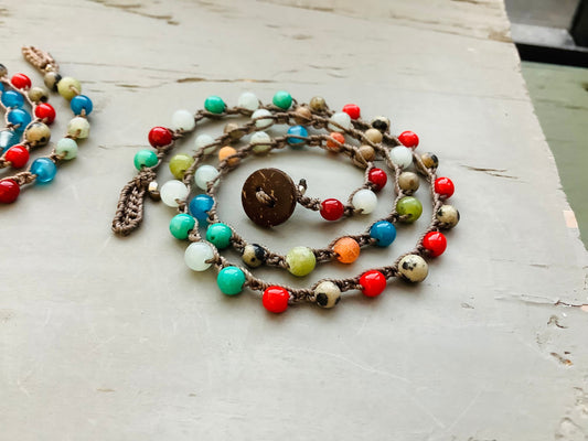 Jasper gemstone double wrap bracelet