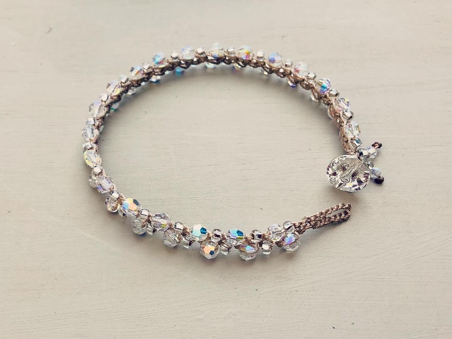 Crystal sparkly crocheted tennis bracelet