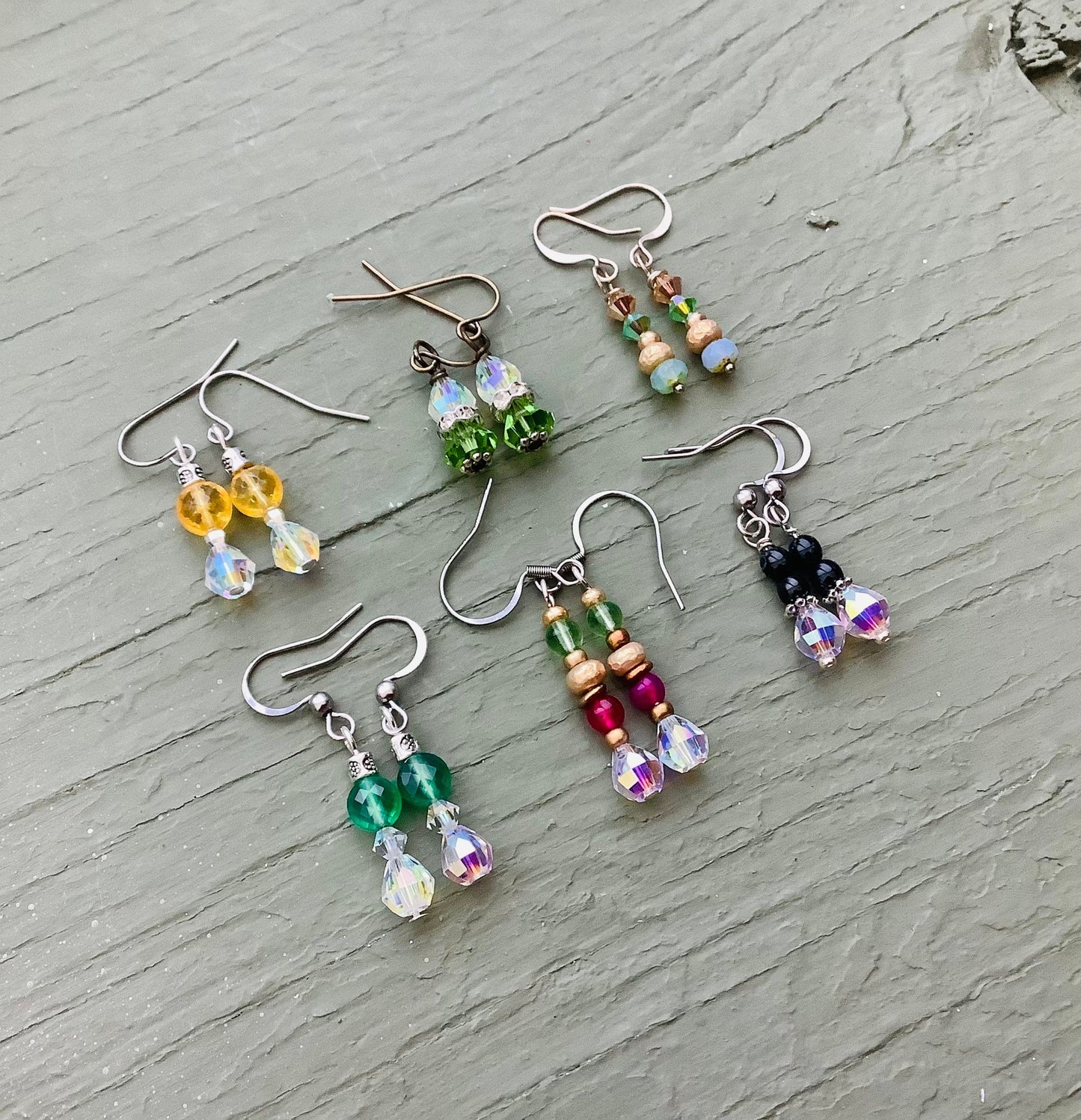 Unique one of a kind agate and citrine earrings