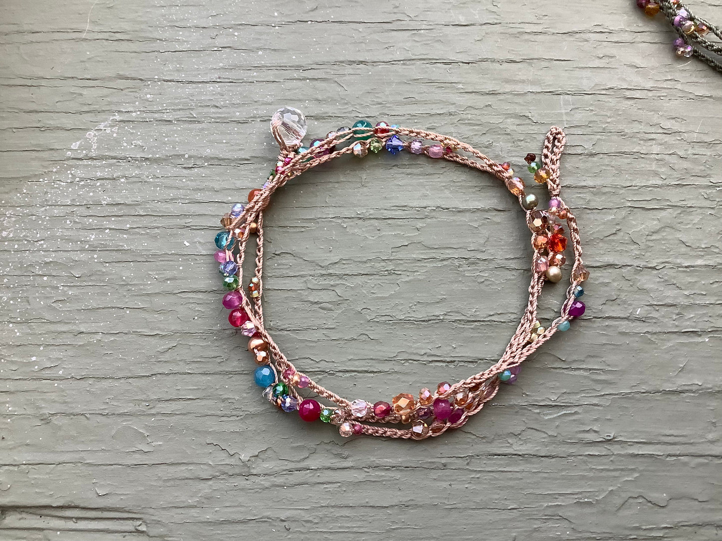 Blossoms crocheted 3X bracelet pretty bracelet, organic natural jewelry