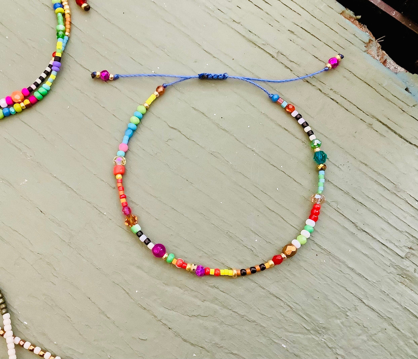 Colorful Beaded Bracelet: Adjustable Delica Glass Beads