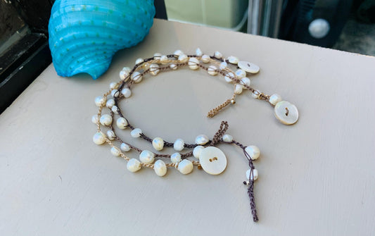 Freshwater pearl earthy summer bracelet earthy wear, boho