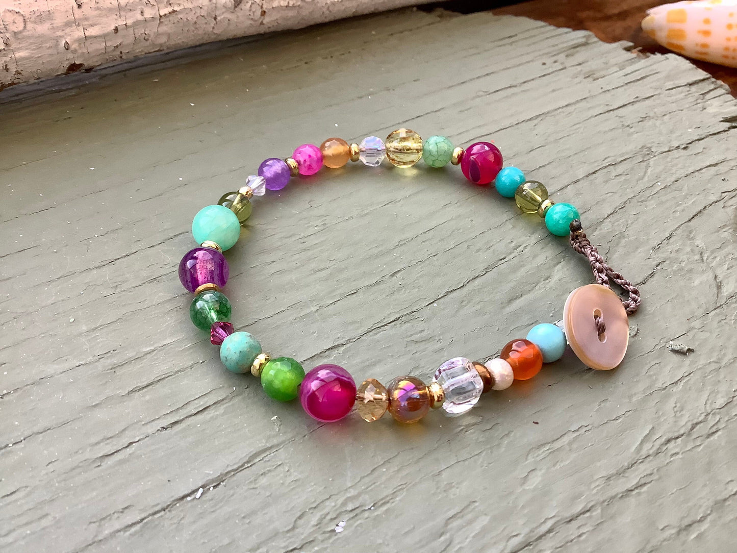 Gemstone and crystal bracelet